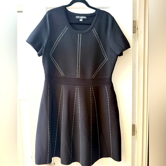 Never worn black and silver A-line sweater dress from Karl Lagerfeld Paris. - Picture 1 of 3